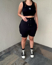 Load image into Gallery viewer, Black High Waist Jogger Shorts