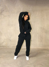 Load image into Gallery viewer, Black womens full length hoody