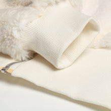 Load image into Gallery viewer, Hooded cream faux fur cropped jacket