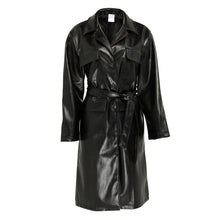 Load image into Gallery viewer, Longline faux leather belted coat
