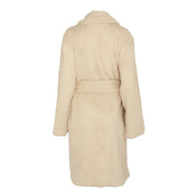 Load image into Gallery viewer, Faux fur longline oversized coat with large buckle in Creme Caramel

