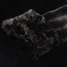 Load image into Gallery viewer, Black oversized faux fur longline coat with large buckle
