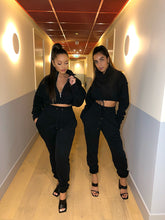 Load image into Gallery viewer, Black Sheen London Fitted High Waist Joggers
