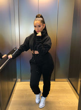 Load image into Gallery viewer, Black Sheen London Cropped Roll Neck Jumper
