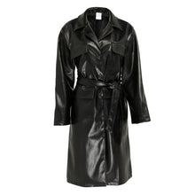 Load image into Gallery viewer, Longline faux leather belted coat

