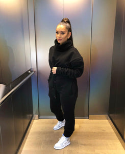 Black Sheen London Cropped Roll Neck Jumper