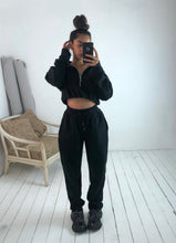 Load image into Gallery viewer, Black Womens Relaxed Fit High Waist Joggers
