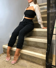 Load image into Gallery viewer, Black Sheen London Fitted High Waist Joggers
