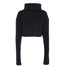 Load image into Gallery viewer, Black Sheen London Cropped Roll Neck Jumper
