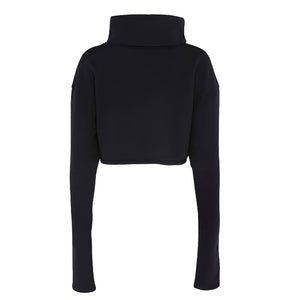 Black Sheen London Cropped Roll Neck Jumper