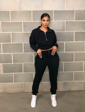 Load image into Gallery viewer, Black womens Half Zip Jumper
